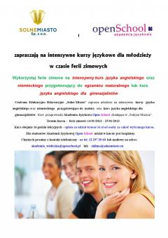 Kursy językowe dla młodzieży w czasie ferii zimowych